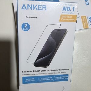 Anker ShieldX Glass Screen Protector for iPhone 16 - Black